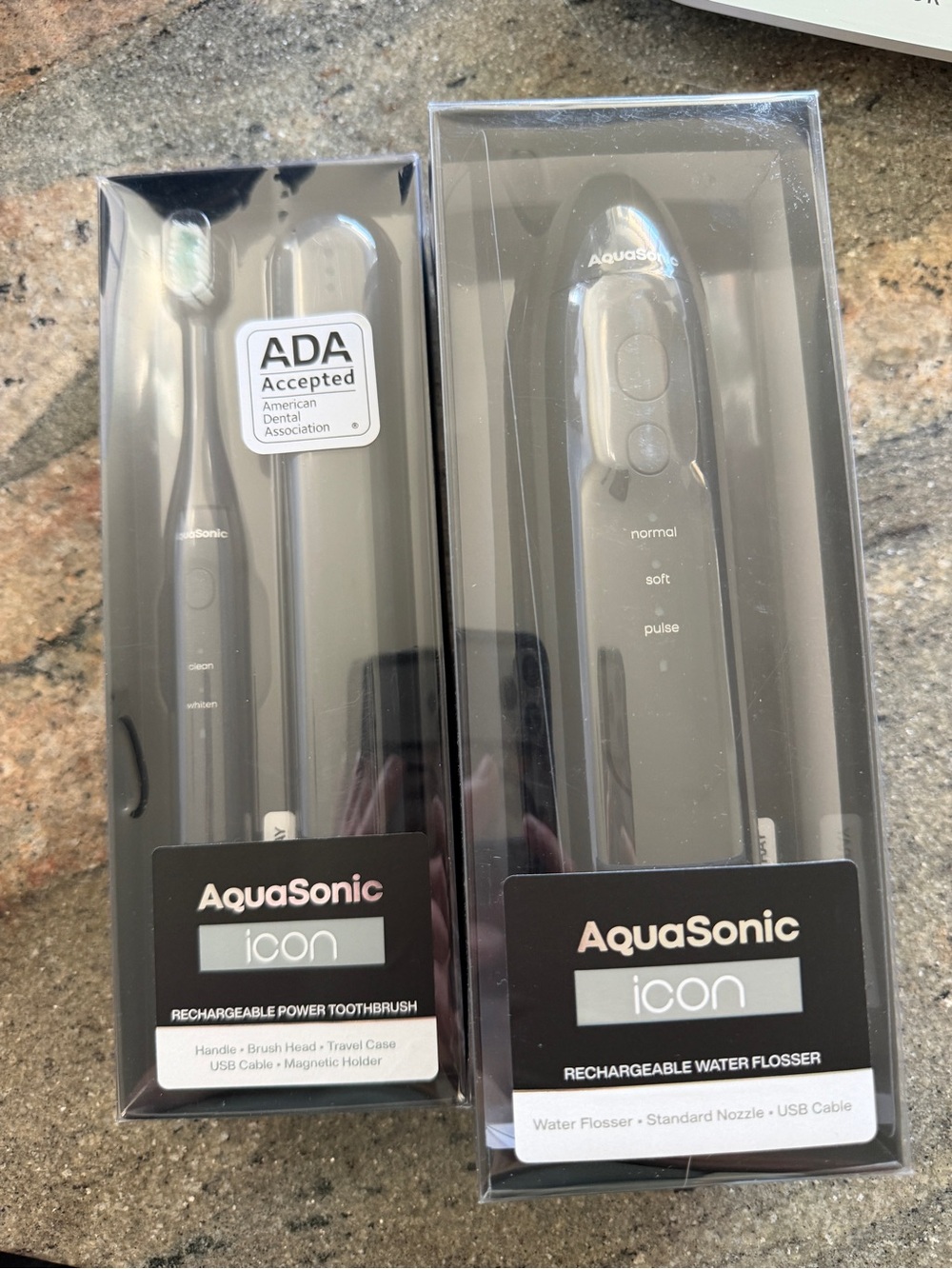 AquaSonic Icon Electric Toothbrush + Water Flosser Set – ADA Accepted